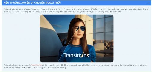 Tròng kính đổi màu Essilor TRANSITIONS® SIGNATURE® GEN 8™