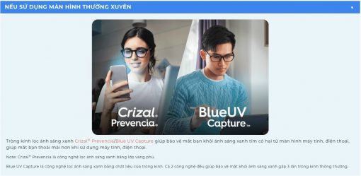 Tròng kính Essilor Crizal® Prevencia của Pháp